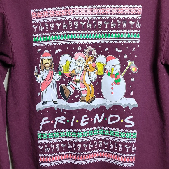 Jerzees "Friends" Ugly Christmas Sweater Size Small Unisex - Picture 3 of 5